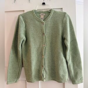 L.L. Bean Women's Sage Green Cardigan 100% Cotton Sweater